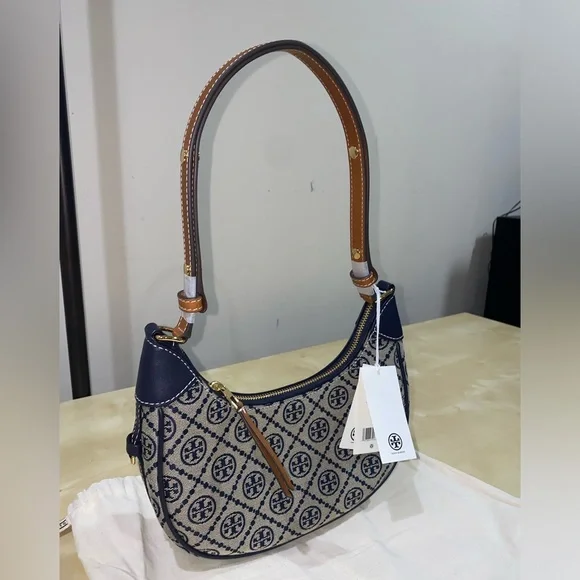 Tory Burch Blue and Tan Shoulder Bag - Picture 5 of 12